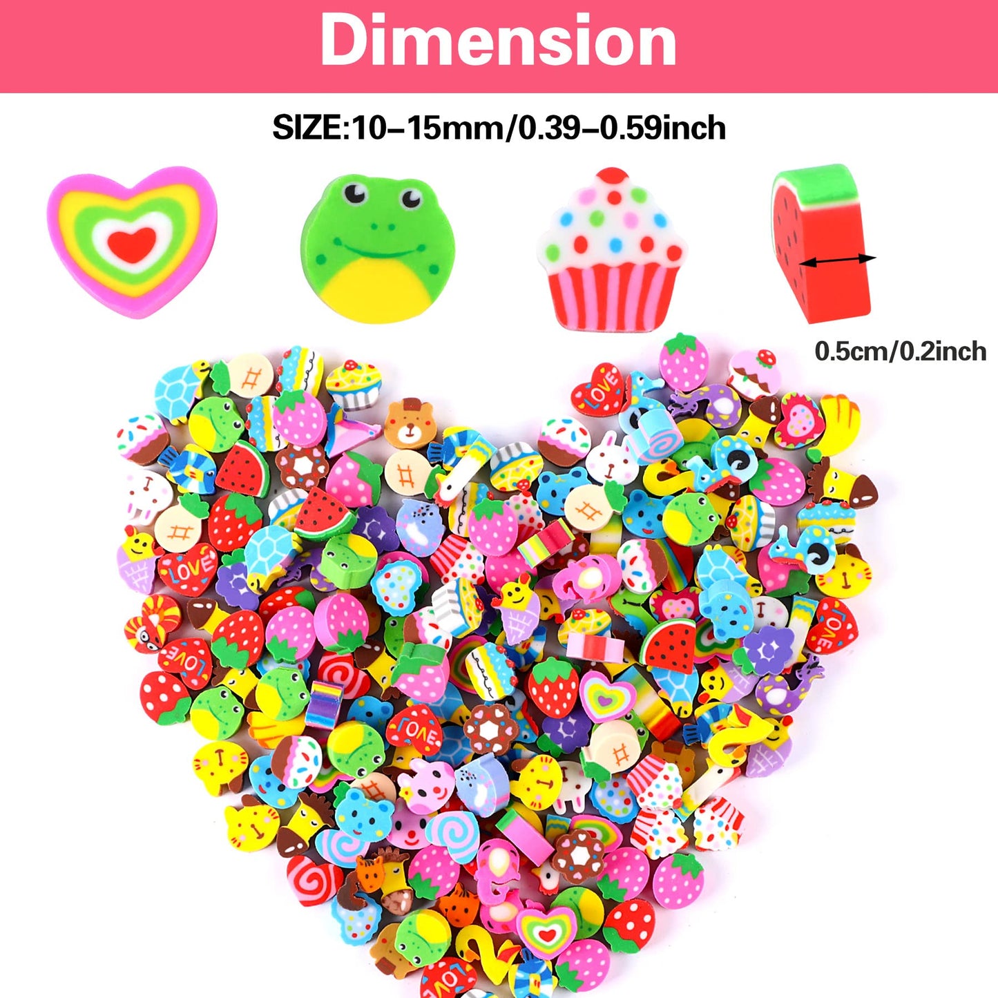 Junebrushs 150 Pieces Mini Erasers For Kids Bulk, Novelty Animal Erasers,Pencil Erasers Assortment, Cute Small Erasers For Students Homework School Classroom Rewards Prizes Party Favors