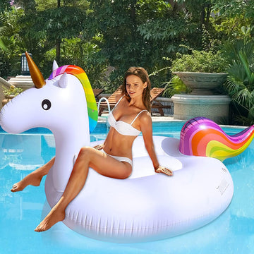 Turnmeon 79' Giant Inflatable Pool Float Party Toys With Sturdy Handles, Summer Beach Floaties Swimming Pool Inflatables Ride-On Pool Toys Raft Lounge For Adults Kids Teens (Flamingo And Unicorn)