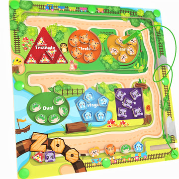 Dukvsg Magnetic Toys For Toddlers, Montessori Wooden Maze Puzzle Board - Fine Motor Skills Learning Toys For 3 4 5 Year Old, Col