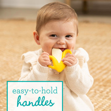 Infantino Lil' Nibbles Textured Silicone Baby Teether - Sensory Exploration And Teething Relief With Easy To Hold Handles, Yello