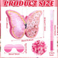 Zhanmai Butterfly Sunflower Piñata Set - 15.4x11.3x2 Inch Pink Bat Stick & Blindfold for Girls Birthday Party Supplies