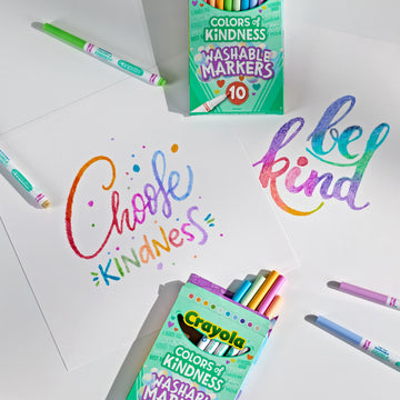 Crayola Colours Of Kindness Washable Fine Line Markers - Assorted Colours (Pack Of 10) | Colours That Represent Good Feelings | Ideal For Kids Aged 3+