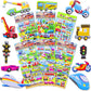 3D Puffy Car And Vehicle Stickers For Kids Toddlers, 6 Packs Reusable Foam Truck Stickers For Boys With Construction Trucks, Tra