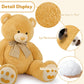 Morismos 5Ft Giant Brown Teddy Bear Stuffed Animal, Large Teddy Bear Plush Toy With Footprints And Bow, Gift For Girlfriend, Wife, Girls At Birthday Valentine'S Day, Christmas, Baby Shower Decor
