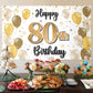 LASKYER 80th Birthday Decorations - Gold Balloon Banner Backdrop Sign, Polyester, Cheers to Eighty Years, Perfect for Bday Party Supplies