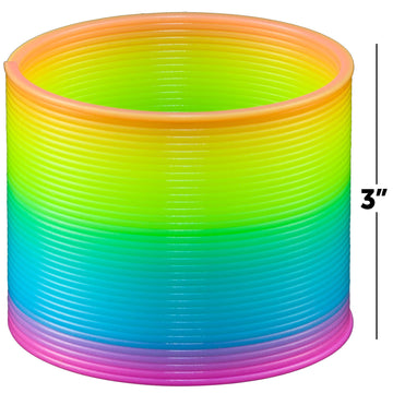 Bedwina 3” Glow In The Dark Coil Spring Toy [4 Pack] Colorful Neon Rainbow Magic Spring Toys For Girls Or Boys, Plastic Coil Springs For Fun Birthday Gift Ideas, Game Prizes And Party Favors For Kids