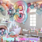 Rainbow Gradient Number 3 Balloon, 40 Inch Big Large Foil Number Balloons, Jumbo Mylar Number 3 Balloons For 3 Third Birthday Pa