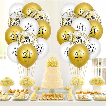 21St Birthday Balloons 15Pcs White Gold Happy 21St Birthday Latex Balloons Confetti Balloons White Gold 21St Anniversary Birthday Party Decoration Balloons For Boys Girls 21St Birthday Supplies12 Inch