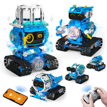 Opmind 5 In 1 Stem Robot Building Toys For Boys Age 8-13, 494Pcs Remote & App-Controlled Set Educational Coding Toy, Kids Diy So