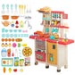 Kids Play Kitchen,Kitchen Playset with 65pcs Kitchen Toys for Toddlers,Play House Accessories with Spray Stove, Simulated Steam,