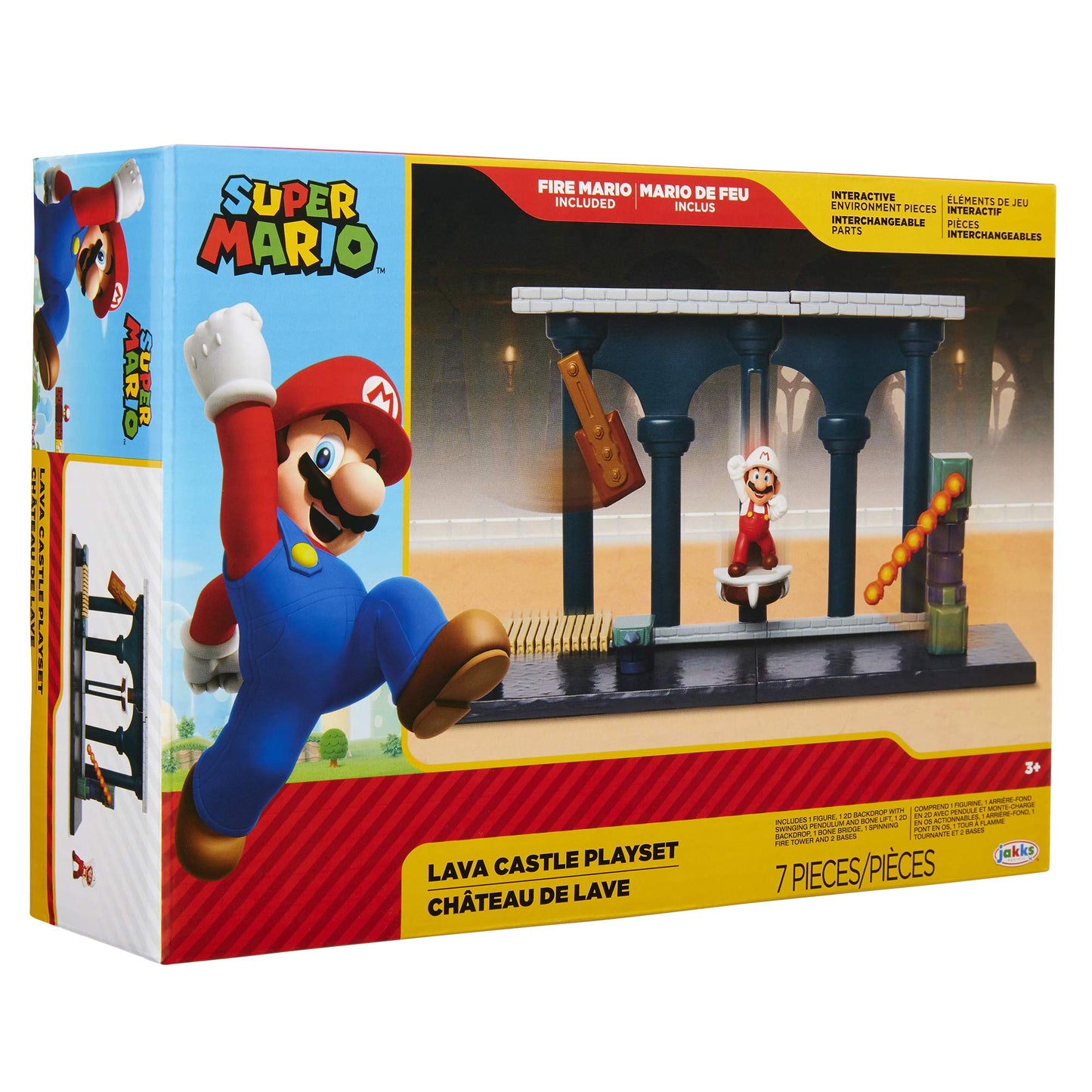 Nintendo Super Mario Lava Castle Deluxe Play Set, Includes: 2.5    Fire Mario Figure & Mechanical Features, Spinning Fireballs T