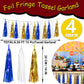 4 Pack Navy-Blue White and Gold Foil Fringe Tassel Banner Garland Metallic Tinsel Streamers Wall Hanging Curtain Backdrop Banner