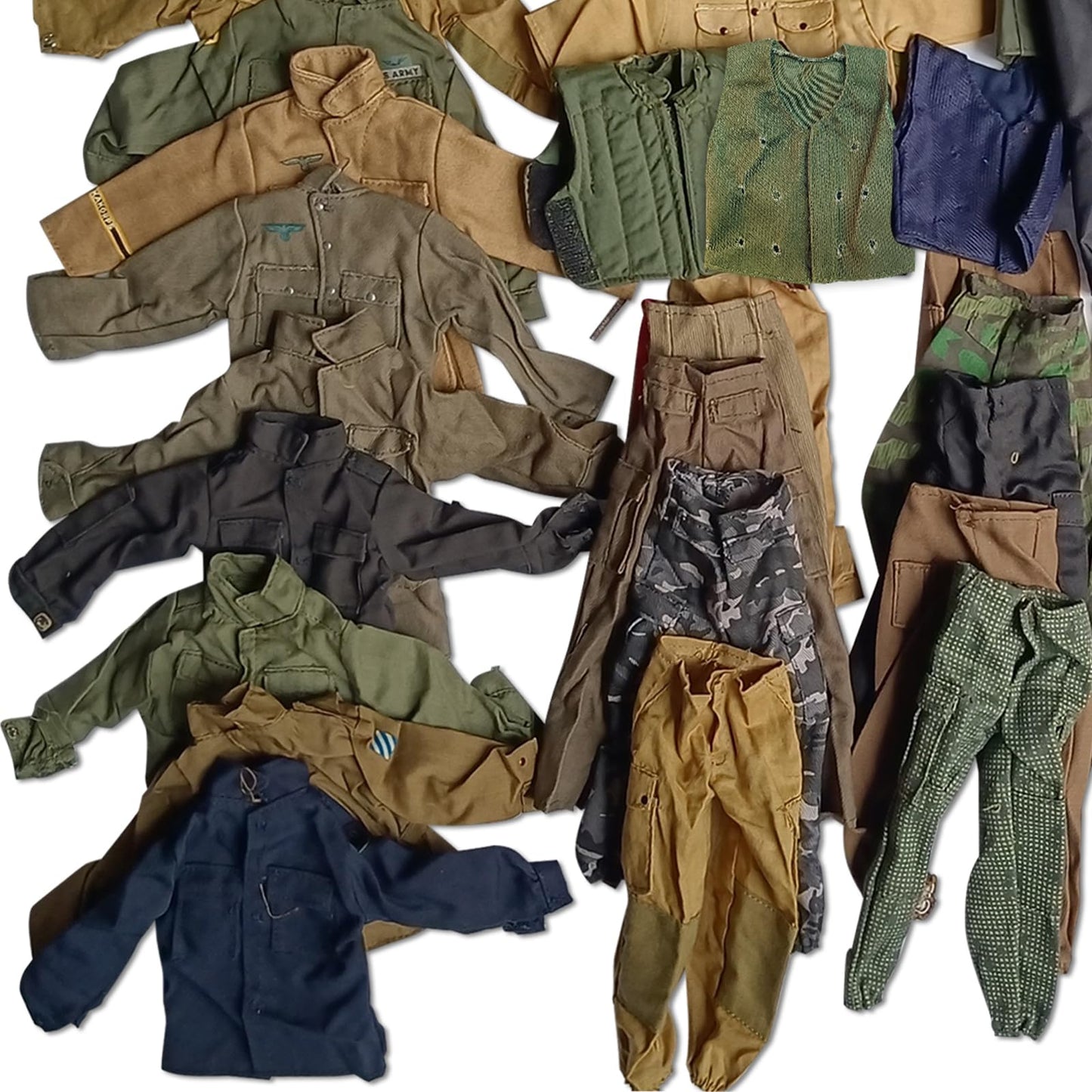 SIXPOINTS 50 Pieces 1/6 Scale Camo Military Clothes & Pants &Bag Accessories Fit for 12'' GI Joe Ultimate Soldier Male Military