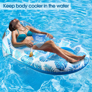 Coolcooldee Pool Lounge Float With Canopy Upf50+,Extra Large Pool Floats For Adults Heavy Duty,Inflatable Lounger Float With Cup Holder & Backrest,Footrest