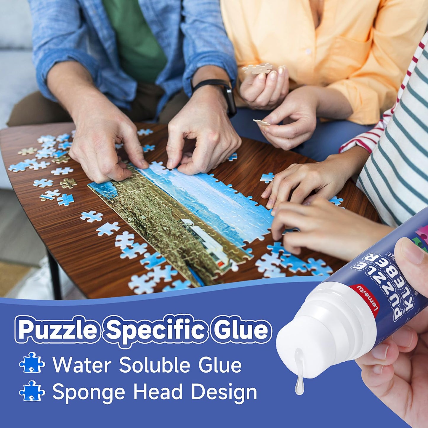 Lemeitu Jigsaw Puzzle Glue For 1000/1500/3000 Pieces Puzzles, Non-Toxic Pva Glue, Adhesive Glue, Quick Dry,120Ml,2 Pack