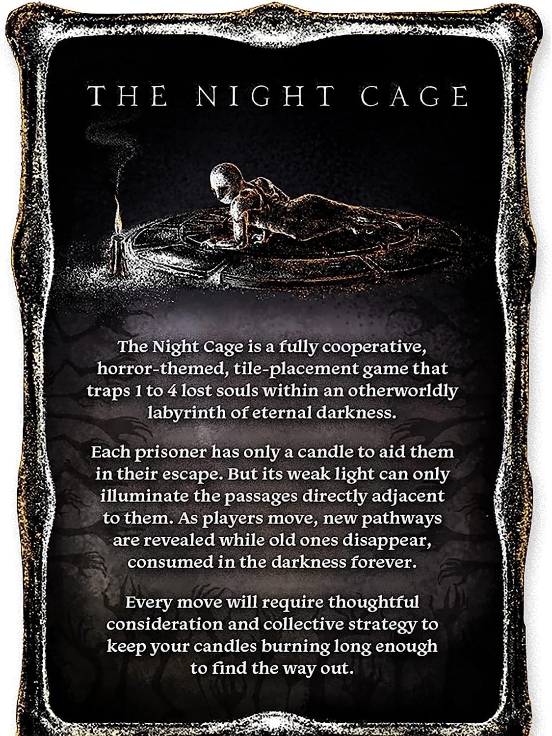 Smirk & Dagger The Night Cage Game - Spooky Cooperative Strategy for 1-5 Players, Cardboard, Brown & Clear, Model SND1007