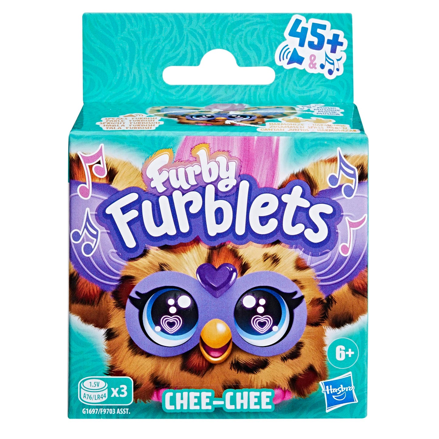 Furby Furblets Chee-Chee Mini Friend, Electronic Plush Toys For Girls & Boys 6+, Cheetah Print, Speaks Furbish & Plays Music, Series 4