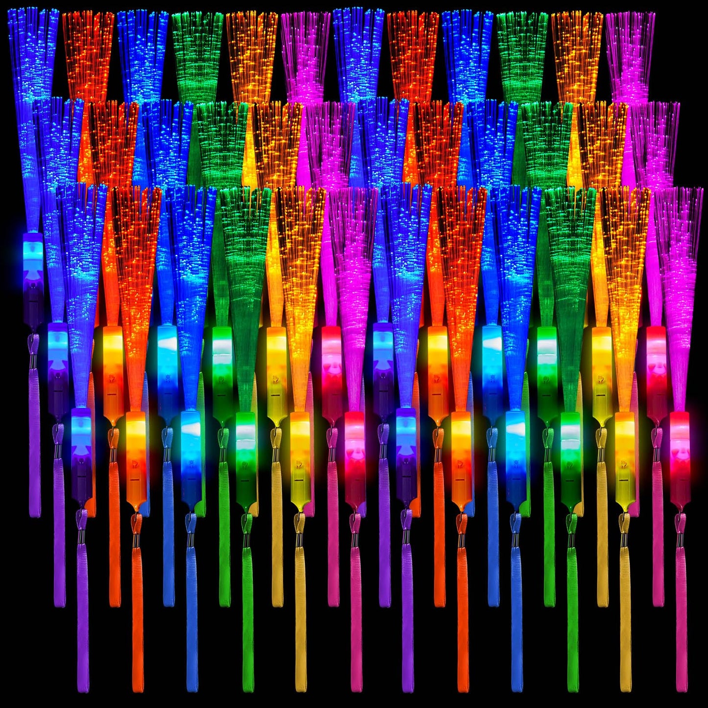 Zhanmai 24 Pieces Upgraded Glow Fiber Wands Sticks Led Light Wands Fiber Optic Wands Led Flashing Sticks Glow Flashing Wands Fiber Optic Wands For Wedding Party Favors(Mixing Color)