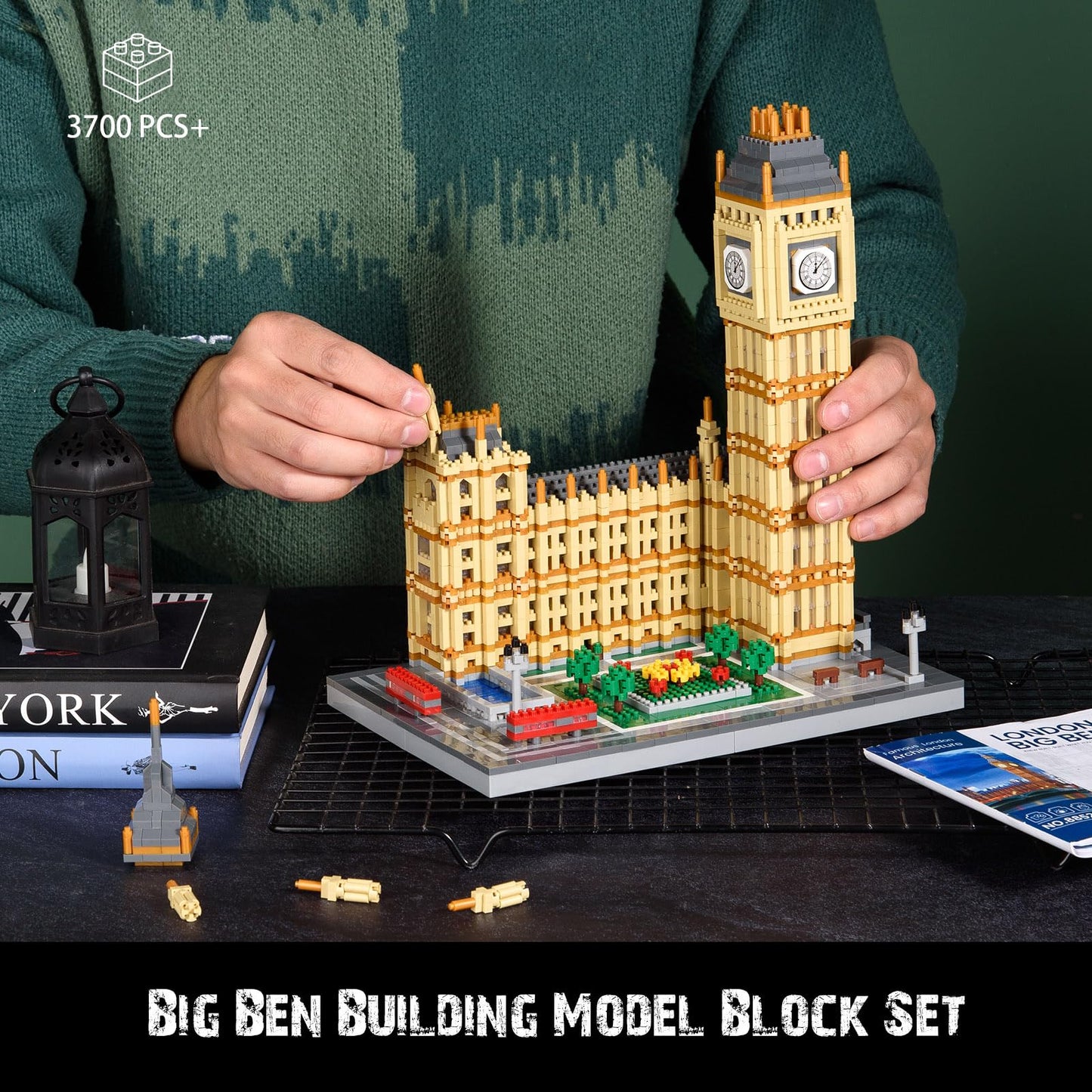 Aigidusansu London Elizabeth Tower Big Ben Micro Building Block Set,3600 Pieces Landmark Architecture Model, Birthday Gifts Priz