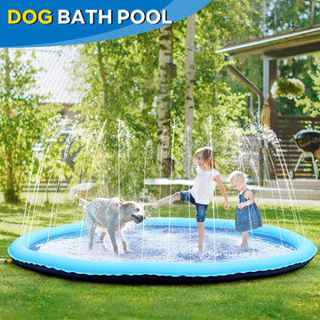 Splash Pad - Splash Pad For Dogs, Dog Splash Pad 87'', Inflatable Water Summer Pool Toys, Outdoor Play Mat For Kids & Toddlers