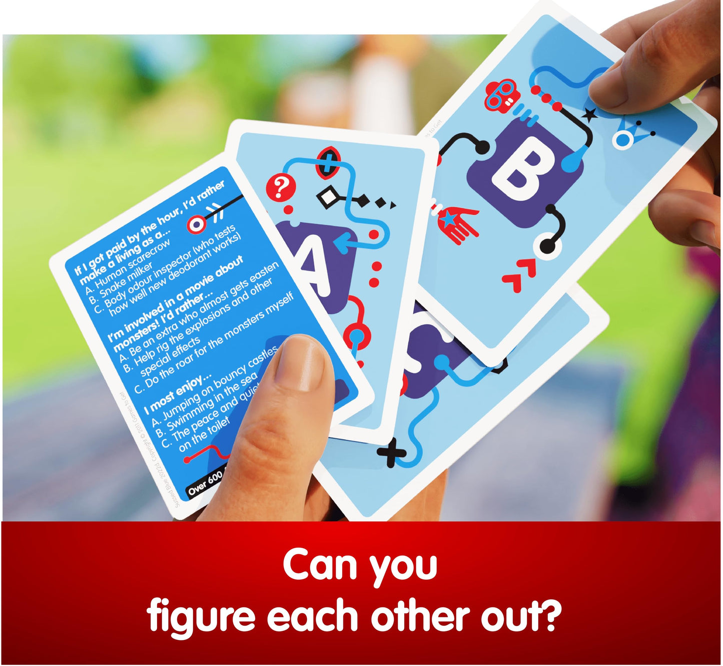 SUSSED The Game of Wacky Choices - Blue Cardboard Social Card Game for Teens & Adults - Travel Conversation Starter - Model LIFEOLOGY