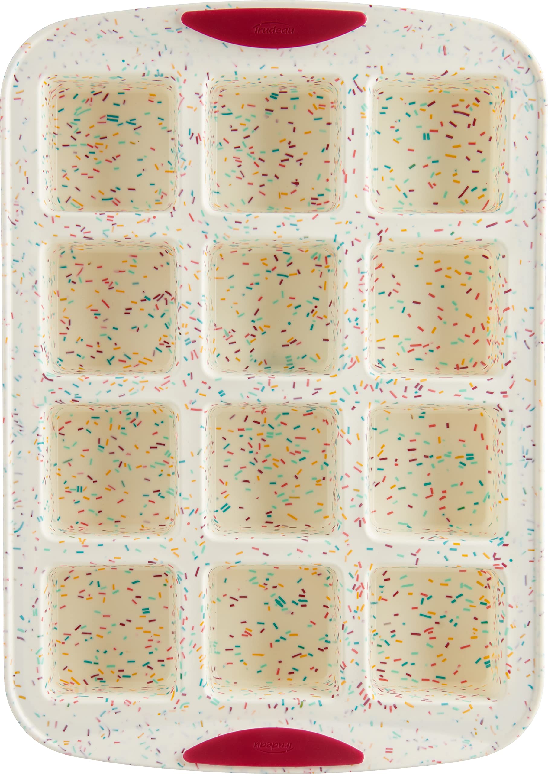 Trudeau Brownie Pan-White Confetti/Fuchsia, 12 Cavity