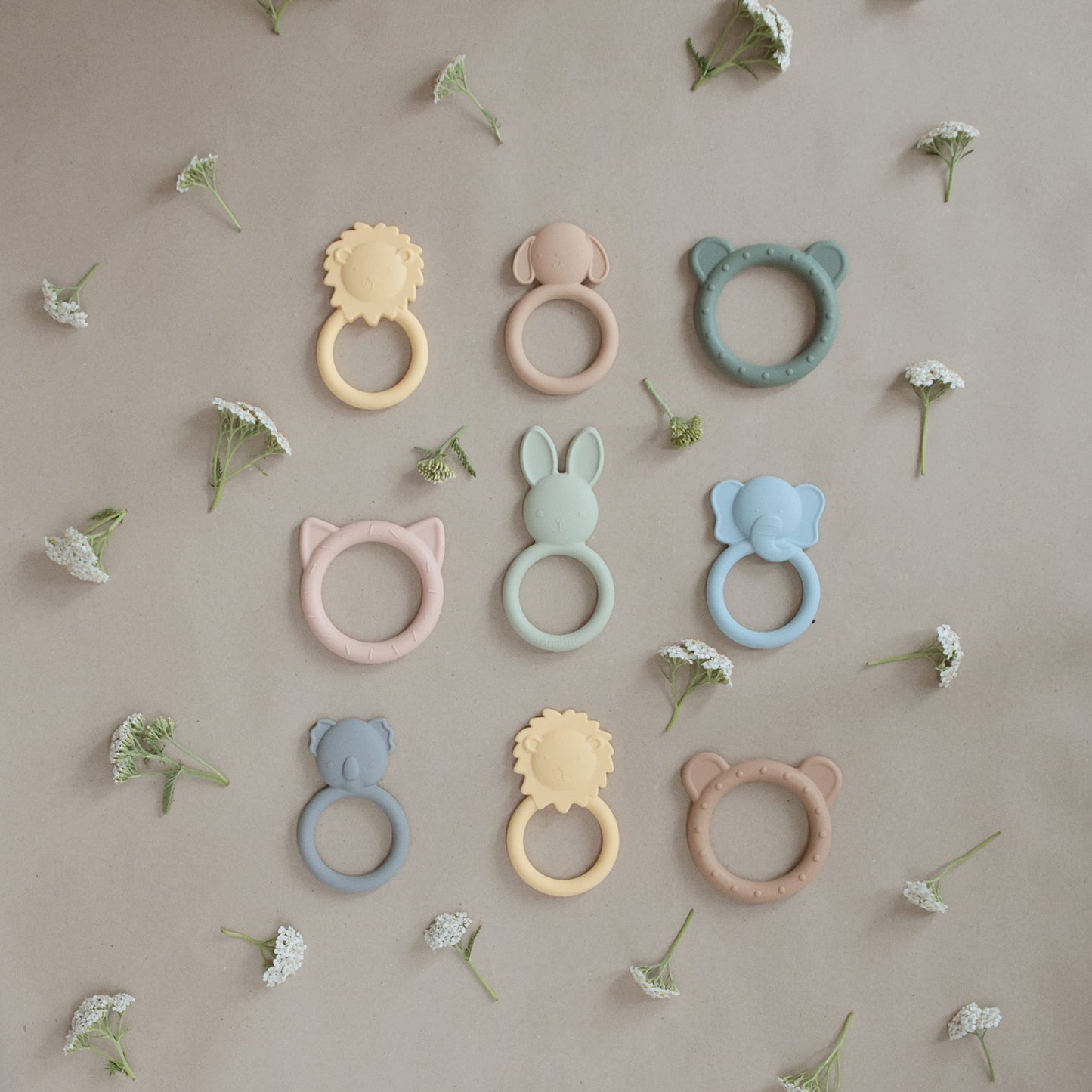 Mushie Silicone Baby Teether Toy | Bear (Dried Thyme)