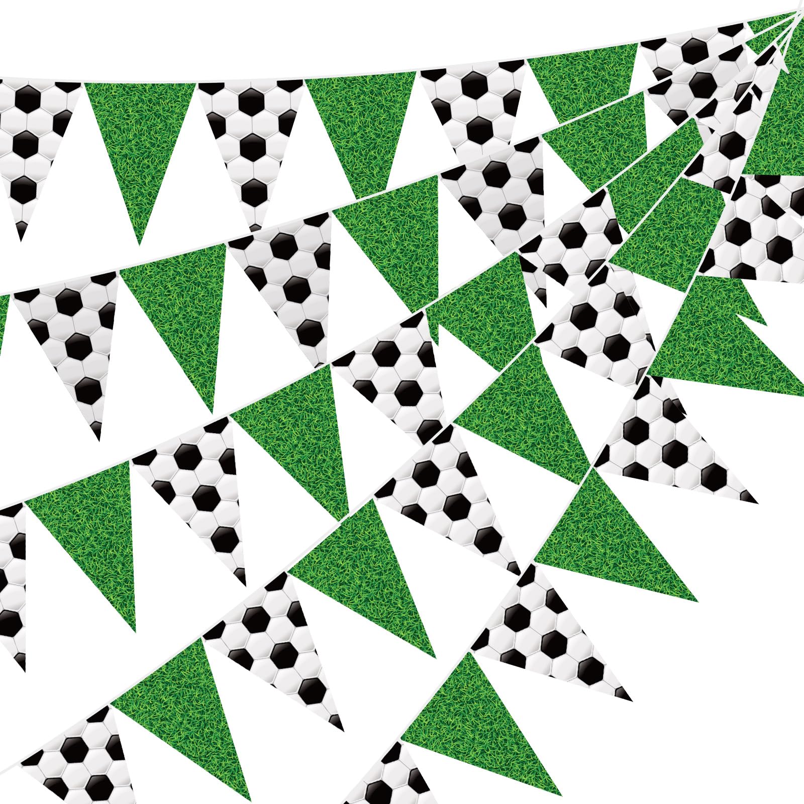 Jetec 5 Pcs 49 ft Soccer Party Decorations Pennant Banner Theme Triangle Flags Garland Bunting Banner for Soccer Fans Outdoor In