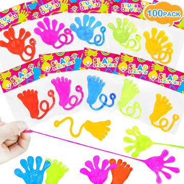 Leetous Bulk Sticky Hands Party Favors Supplies Toys Gifts For Kids (100 Pcs), Halloween Basket Goodie Bag Stuffer Fillers For T