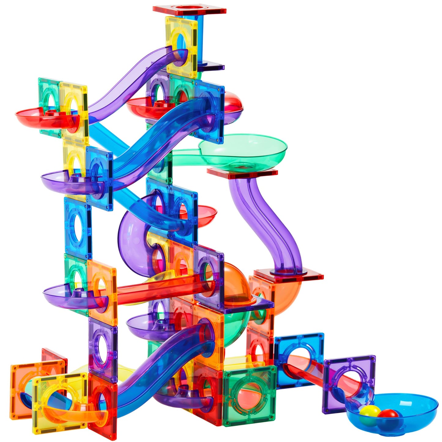 Learn & Grow Toys 88 Pcs Magnetic Marble Run Expansion Pack, Ultimate Marble Race Track, Stem Building Marble Toy & Learning Edu