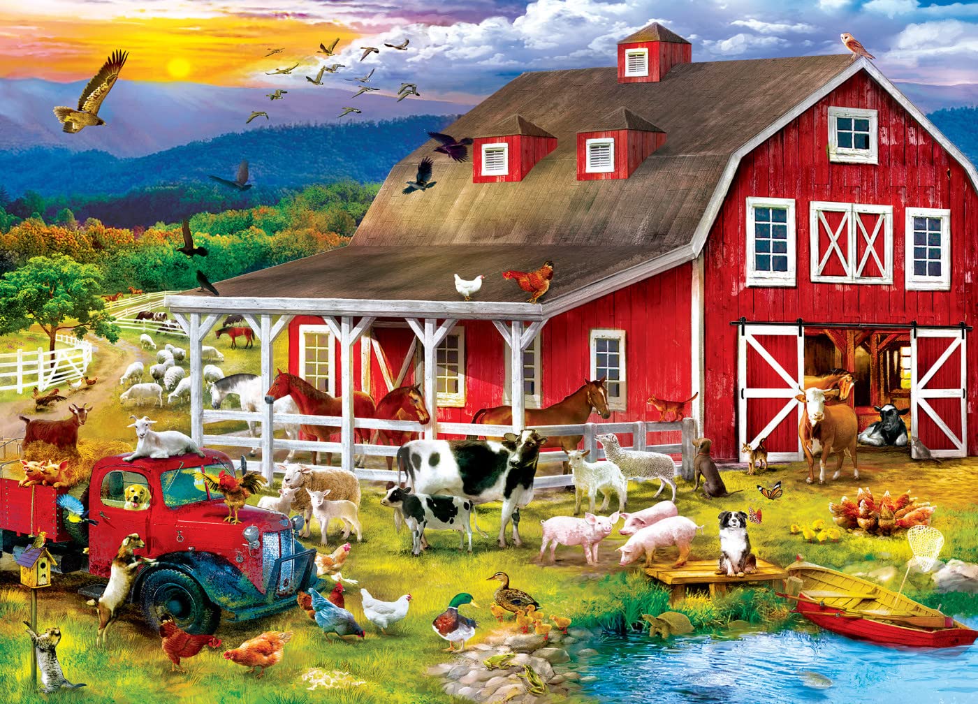 MasterPieces 1000 Piece Jigsaw Puzzle for Adults, Family, Or Youth - Barnyard Crowd - 19.25x26.75