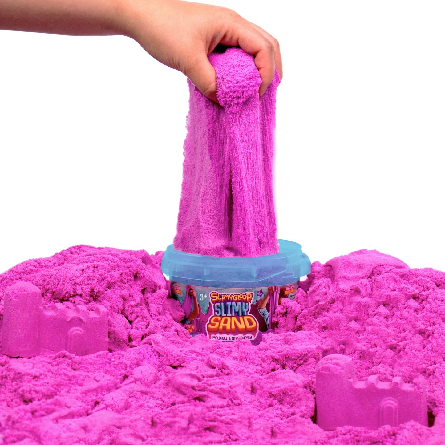 Slimysand By Horizon Group Usa, 1.5 Lbs Of Stretchable, Expandable, Moldable Cloud Slime, Non Stick, Slimy Play Sand In A Reusable Bucket, Purple- A Sensory Activity