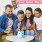 PJDRLLC Large Piggy Bank - Unbreakable Plastic Coin Bank for Boys & Girls, Blue, Model FD-61, Ideal Gift for Birthday, Easter, Christmas
