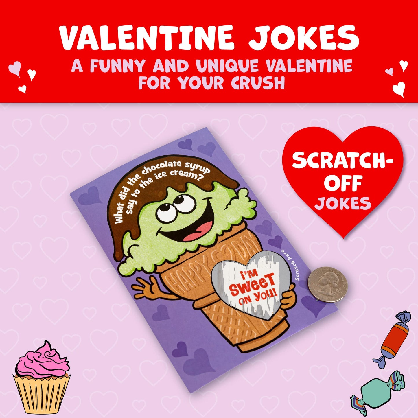 Peaceable Kingdom Valentines Cards for Kids, Set of 28 Scratch-off Jokes, Multicolor