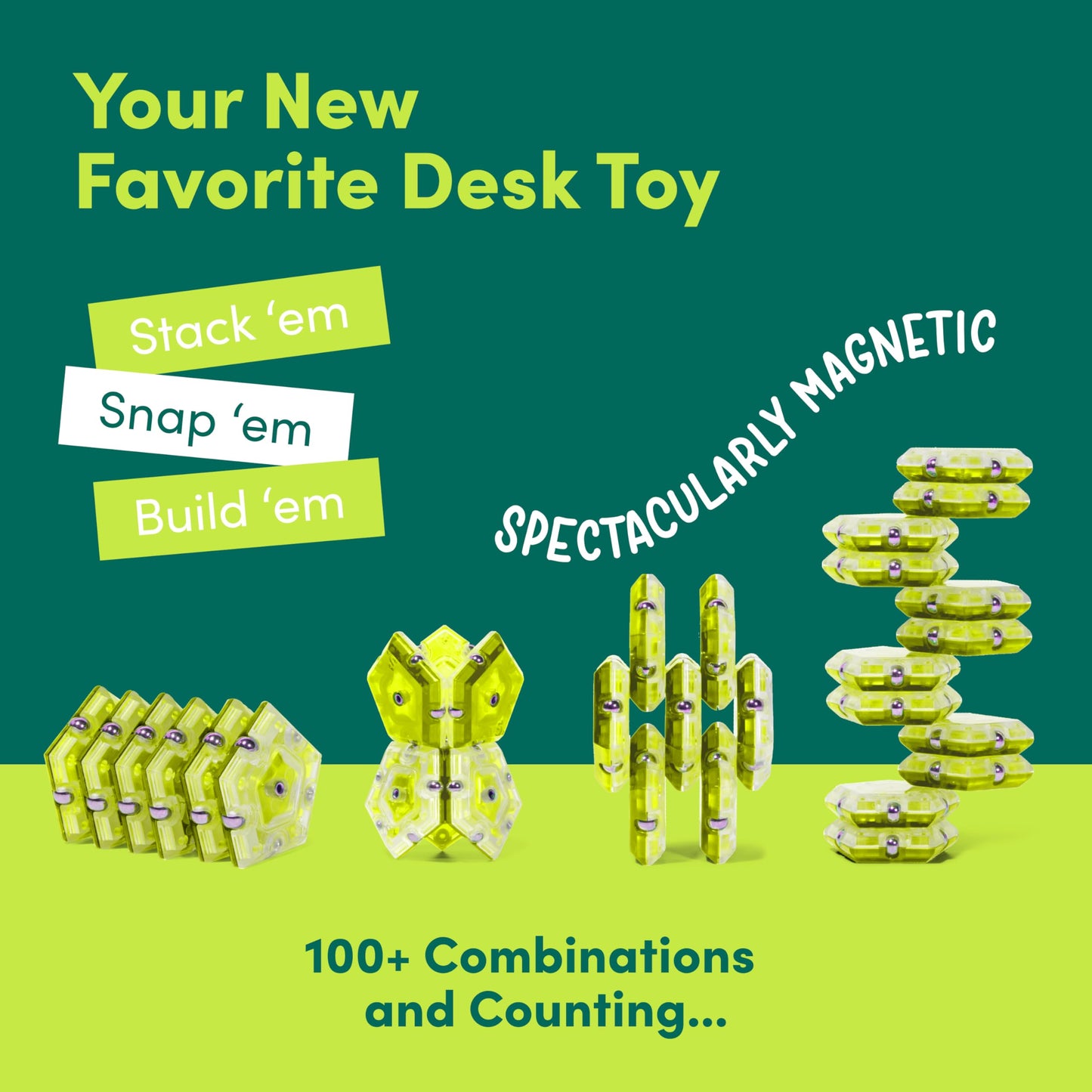 Speks Geode Magnetic Fidget Toy | Sensory Desk Toy for mature-themeds & Teens 14+ | Stress Relief Gift | Sphere  Peridot