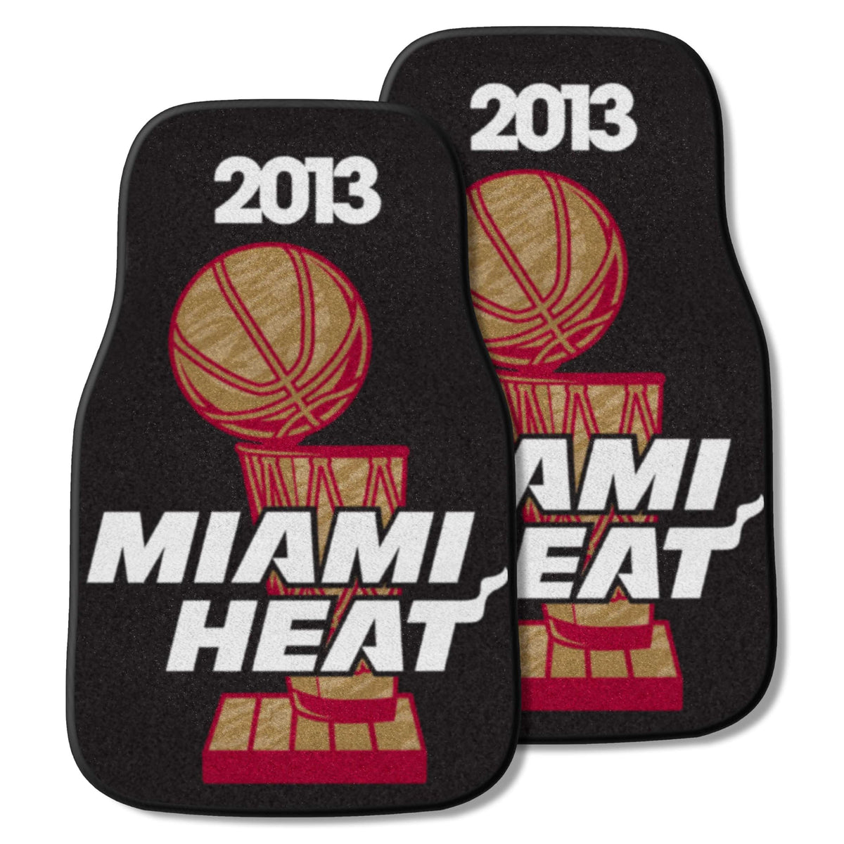 FANMATS 15184 Miami Heat 2013 NBA Champions Front Carpet Car Mat Set - 2 Pieces