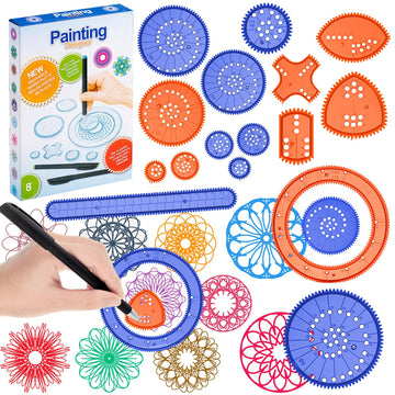 Chivao Spiral Art Gear Geometric Ruler Spiral Circle Template For Drawing Plastic Template Ruler Drawing Kit Spiral Curve Stencils With Pens Paper For Drawing Diy Art Crafts Sketch(Elegant)