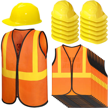 Satinior 24 Pieces Construction Worker Costume Role Play Set Including Construction Vest And Hat Birthday Party Costume Supplies For Dressing Party