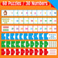 SpriteGru 1-30 Number Puzzle Games, Double-Sided Math Toy, 30 Pieces, Cardstock, Early Learning for Preschool Toddlers, Blue/Green/Red