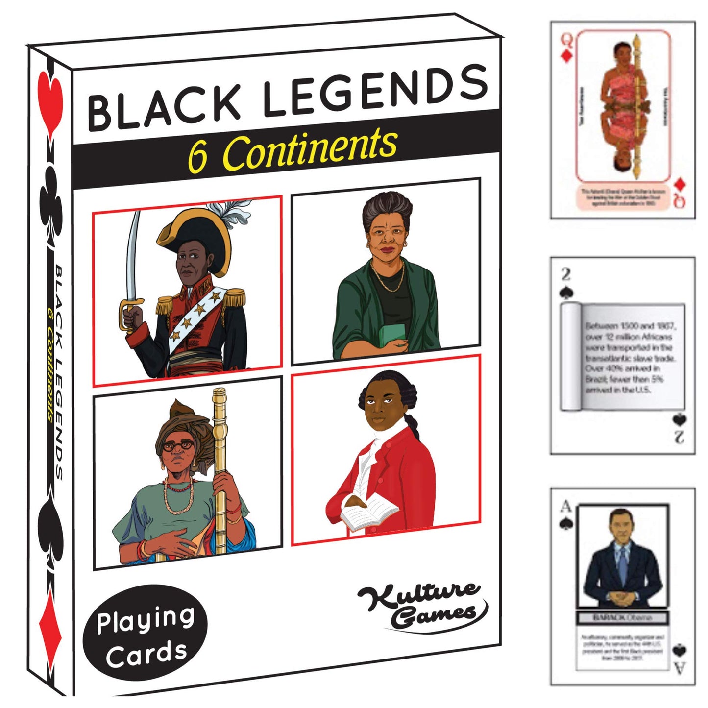 Kulture Games Playing Cards: Black Legends - Black History Playing Cards - Trivia Card Game For Family & Adult Game Night – Inspirational Black Legends
