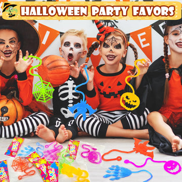 Kannove Halloween Treats Non Candy Goodie Bag Stuffer Fillers For Kids 48 Pcs,Bulk Halloween Sticky Hands Toys For Toddlers,Birt