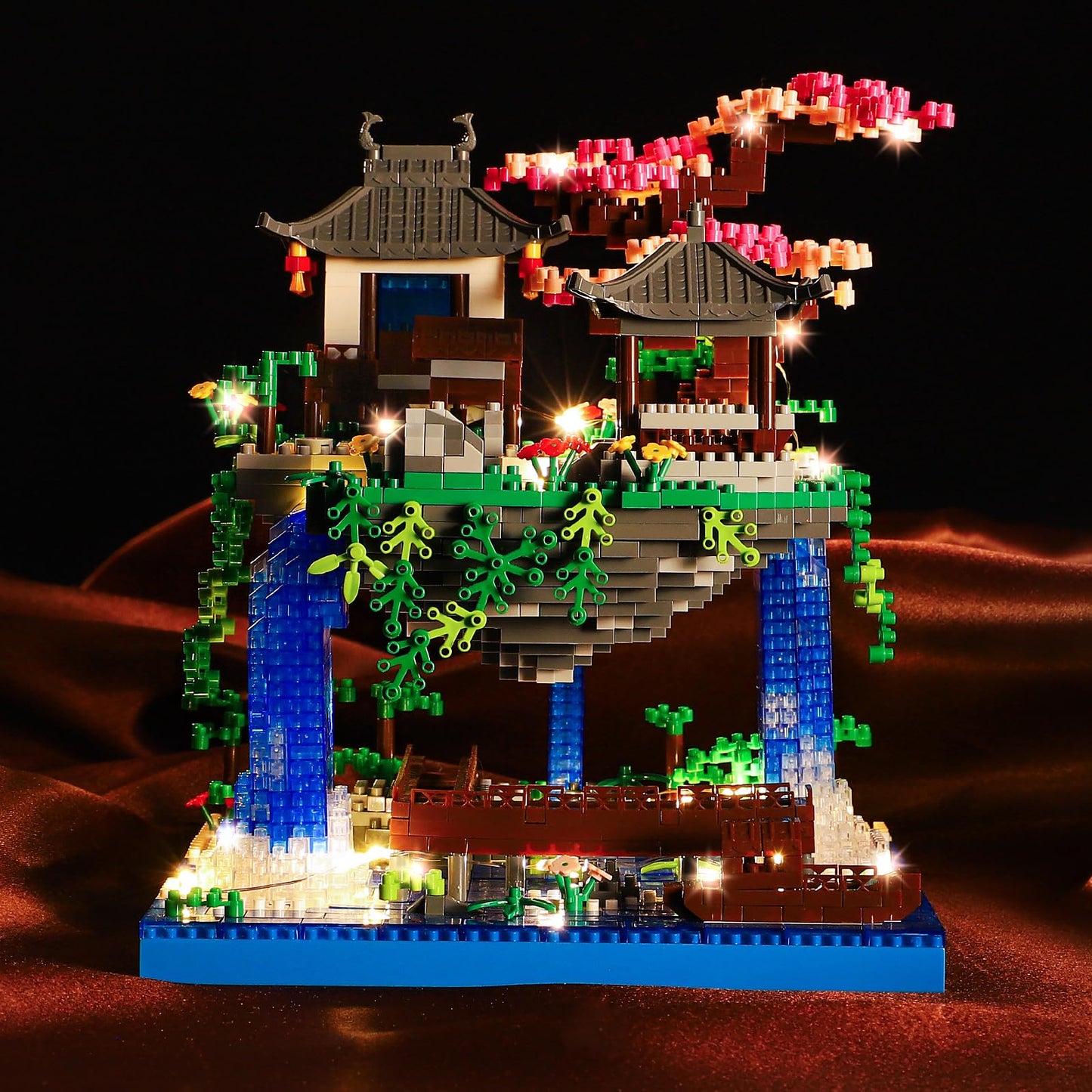 Caximsy Cherry Blossom Bonsai Tree Building Block Sets With Acrylic Display Box Chinese Architecture Of Peach Blossom Micro Mini
