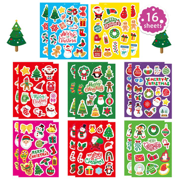 Christmas Stickers For Kids, Merry Christmas Theme Stickers Non-Repeating, Xmas Winter Holiday Party Stickers, Christmas Goodie