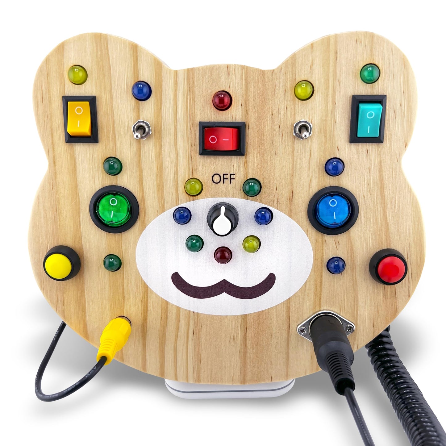 Toddler Montessori Busy Board - Wooden Educational Toy with Lights  Switches  and Buttons - Sensory Board - Preschool Motor Skills Learning Activities - Christmas & Birthday Gift