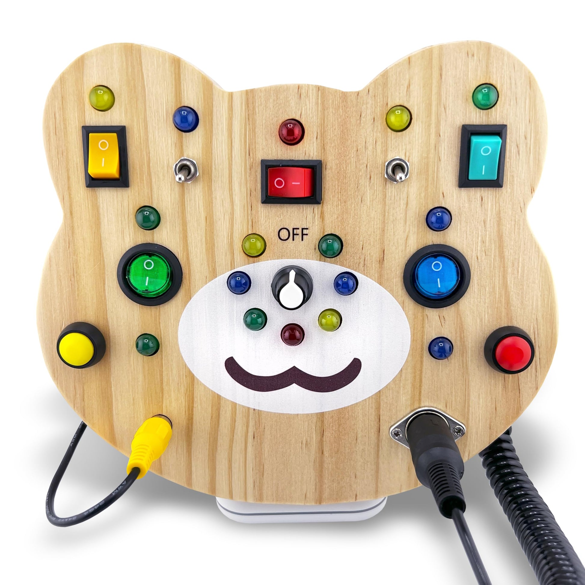 Toddler Montessori Busy Board - Wooden Educational Toy with Lights  Switches  and Buttons - Sensory Board - Preschool Motor Skills Learning Activities - Christmas & Birthday Gift