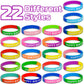 Neureyte 66 Pieces Birthday Rubber Bracelets(22 Styles),Colored Birthday Wristbands for Birthday Party Favors,Stretch Birthday R
