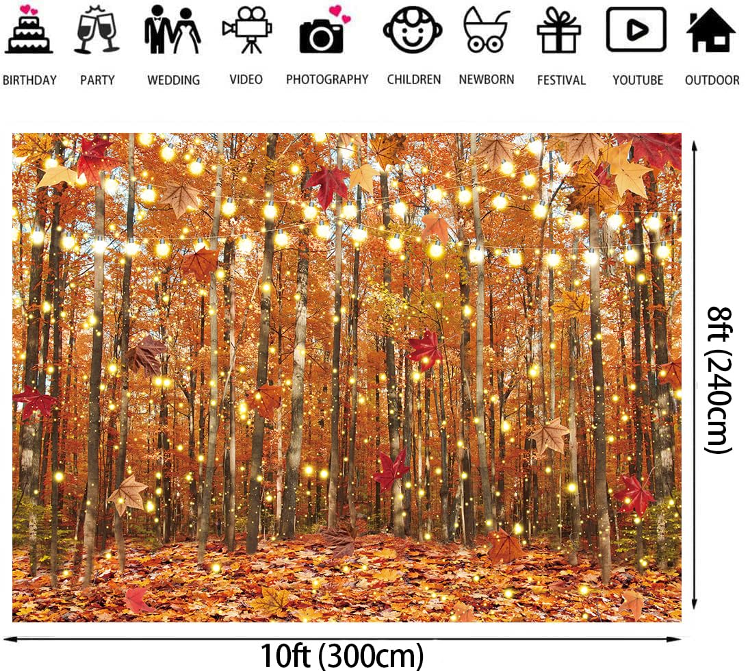 LTDKAEN Fall Leaves Forest Backdrop Glitter Autumn Maple Deciduous Photography Background Fall Thanksgiving Bridal Shower Party