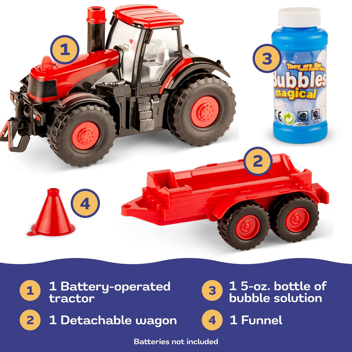 PREXTEX Bump & Go Bubble Blowing Farm Tractor Toy Truck with Lights & Sounds, Red, Model 1518, Ideal for Toddlers 2-3+ Years Old