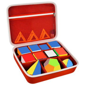 Grapsa Speed Cube Storage Case Bag Holds 12+ Different Types Retro Brain Teaser Fidget Toy. Carrying Holder with Mesh Pocket Fit