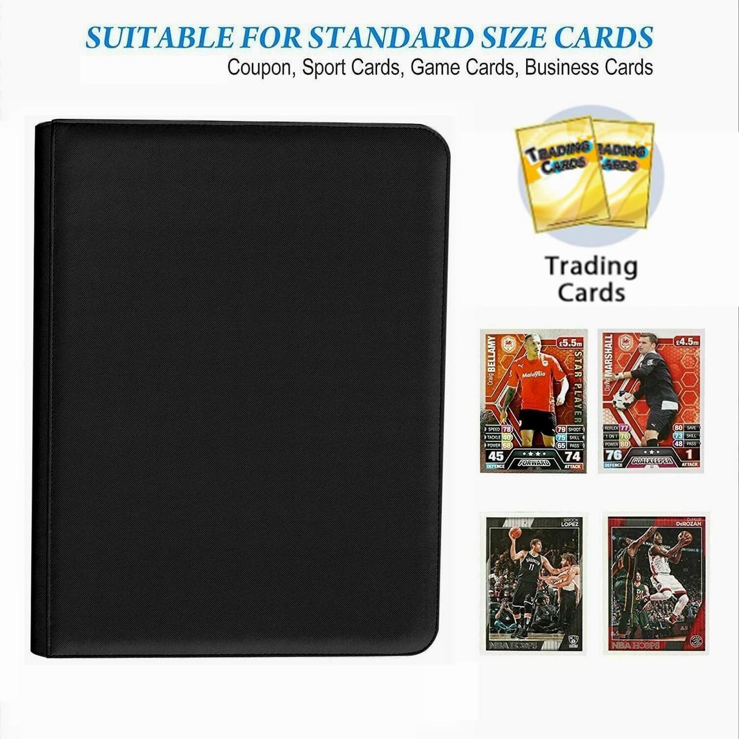 16 Pocket Card Binder  1000+ enhanced Zip Trading Card Binder  Double Sided Pocket Card Binder Album  Ringless Card Folder for MTG  TCG  Sports Card (Black  16Pockets)